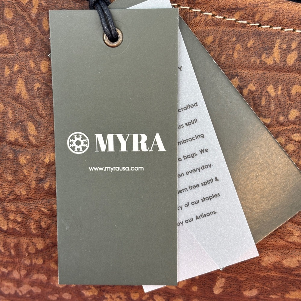 Myra Bag Saddle Belle Weekender Bag Women Large Brown Cowhide Canvas S-12115 - Picture 8 of 13